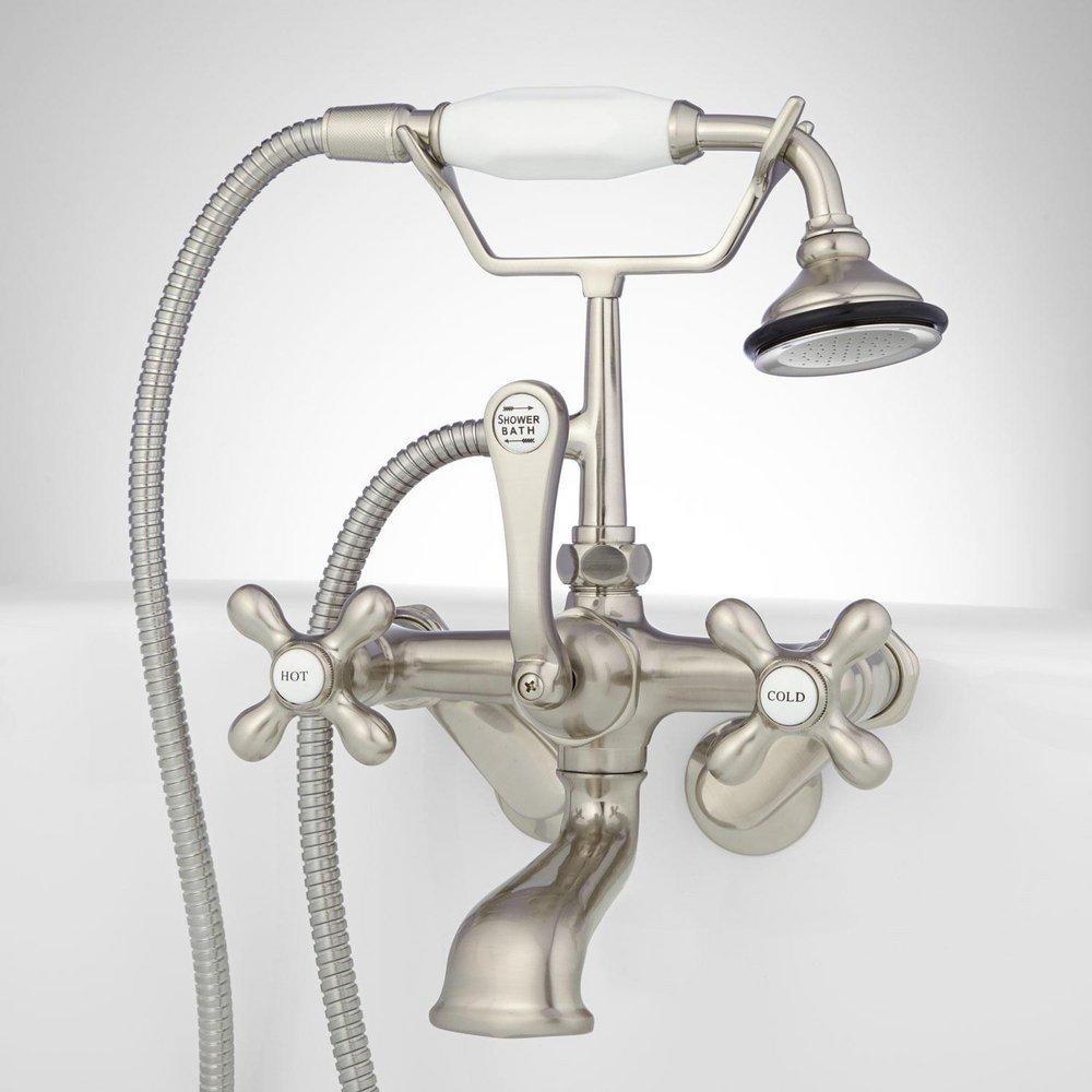 Signature Hardware Brushed Nickel Two Handle Wall Mount Filler 