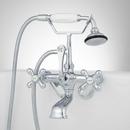 Three Handle Wall Mount Tub Filler with Handshower in Chrome