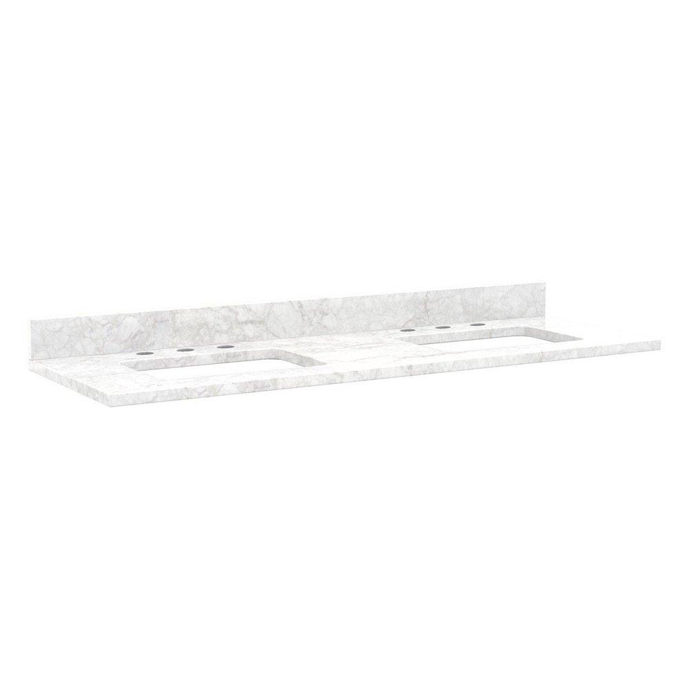 Signature Hardware Carrara 61 x 22 in. Double Bowl Marble Vanity Top 
