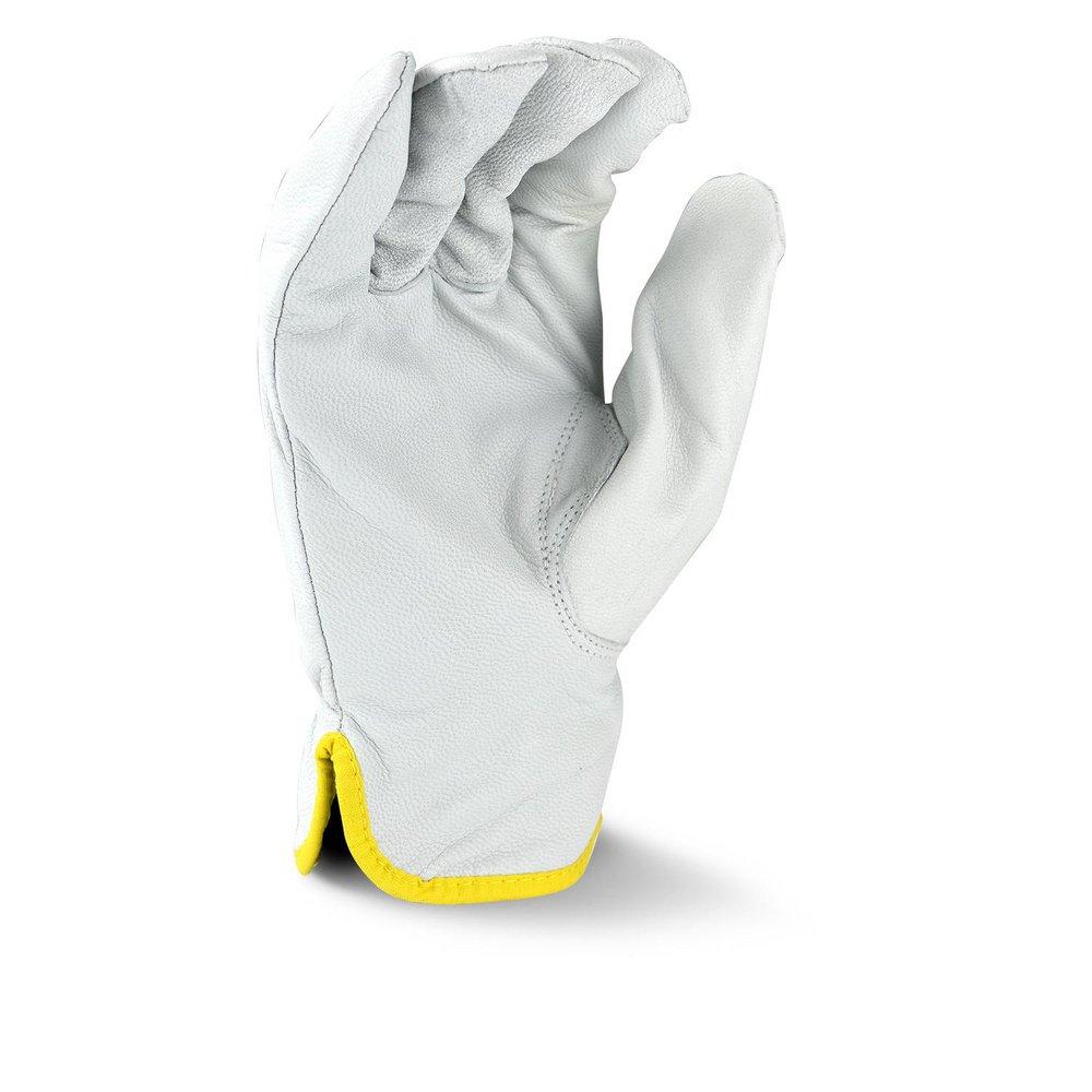 Radians White Uncoated Aramid and Glass Fiber Lining and Grain Goat Leather Skin Reusable Cut Resistant Work Gloves in White 