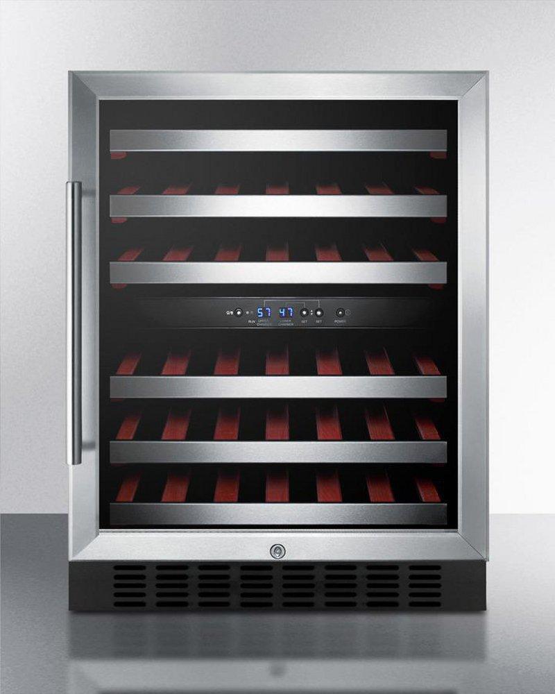Summit Appliance Black/Stainless Steel 23-63/100 in. 40 Bottles Wine Cooler 