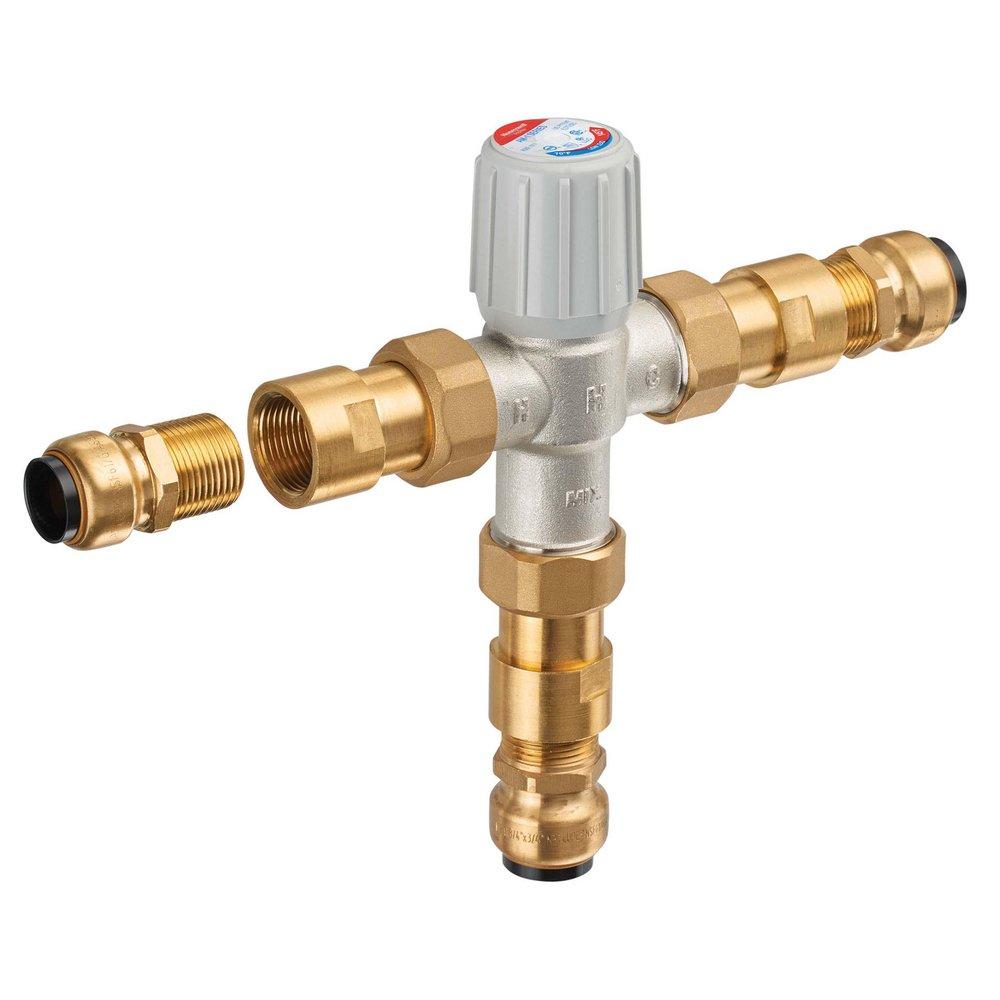 Resideo Metallic Union Push Connect Thermostat Mixing Valve 