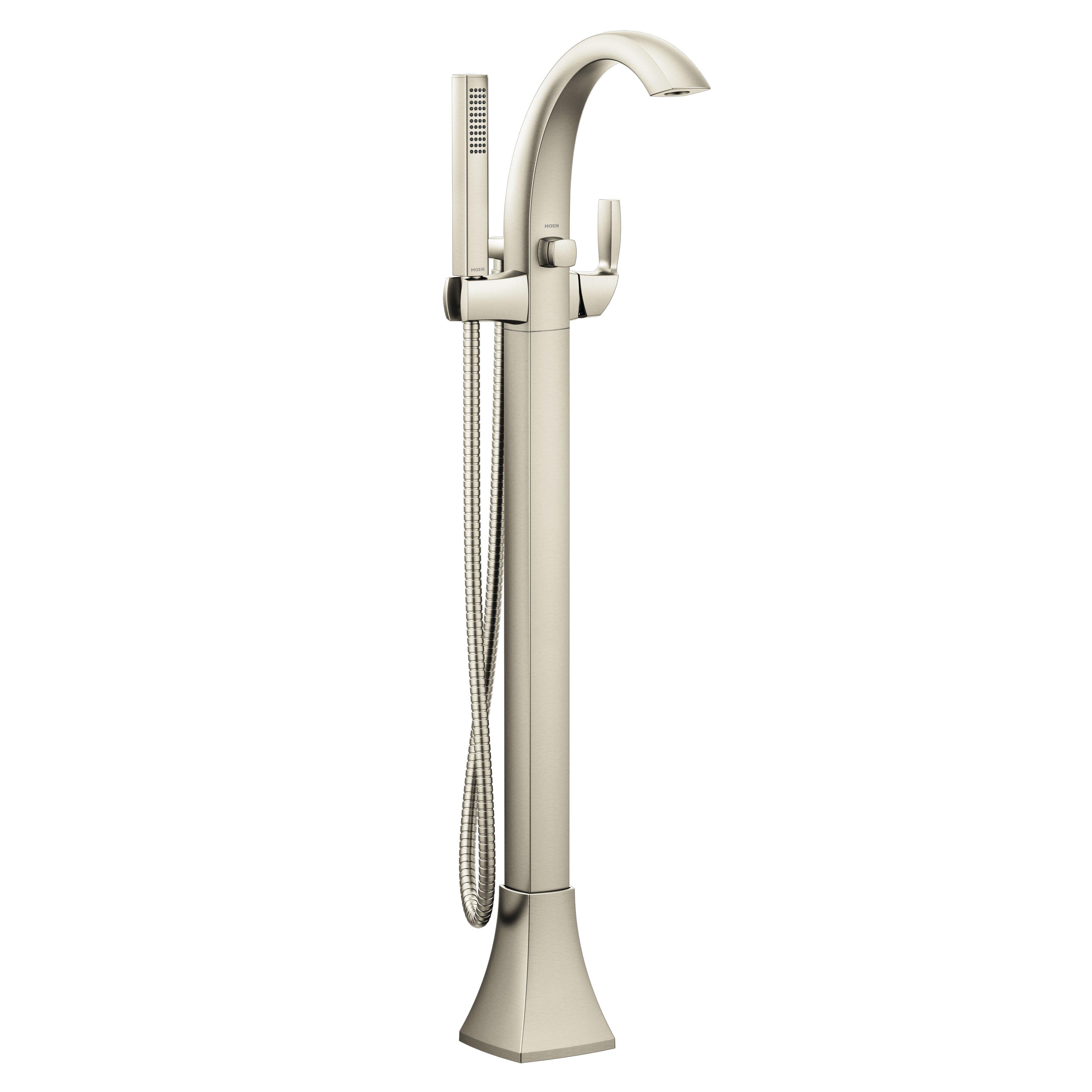 Moen Brushed Nickel Single Handle Floor Mount Tub Filler with Hand Shower (Trim Only) 