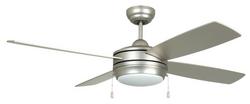 52" Contemporary 4 Blade Ceiling Fan with LED Light Kit and Pull Chains in Brushed Satin Nickel