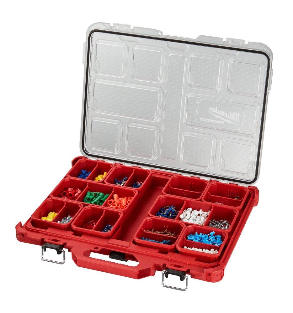 Milwaukee® Silver Low Profile Small Part Organizer in Red 