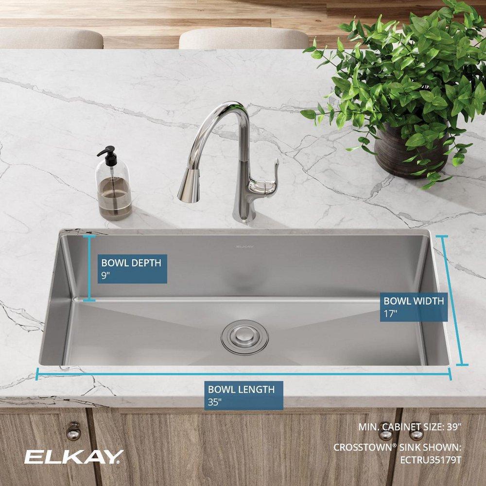 Elkay Polished Satin 36-1/2 x 18-1/2 in. No Hole Stainless Steel Single Bowl Undermount Kitchen Sink 