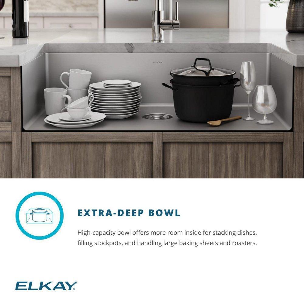 Elkay Polished Satin 36-1/2 x 18-1/2 in. No Hole Stainless Steel Single Bowl Undermount Kitchen Sink 