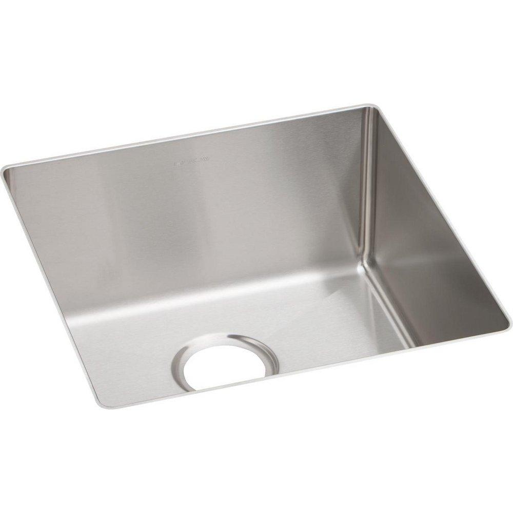 Elkay Polished Satin 18-1/2 x 18-1/2 in. No Hole Stainless Steel Single Bowl Undermount Kitchen Sink 
