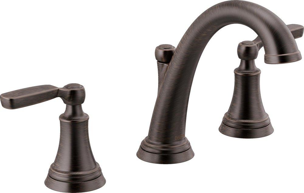 Delta Faucet Venetian Bronze Two Handle Widespread Bathroom Sink Faucet with Metal Pop-Up Drain 