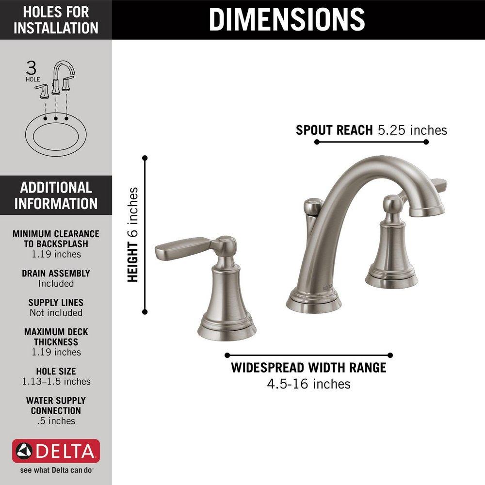 Delta Faucet Brilliance® Stainless Two Handle Widespread Bathroom Sink Faucet with Metal Pop-Up Drain 