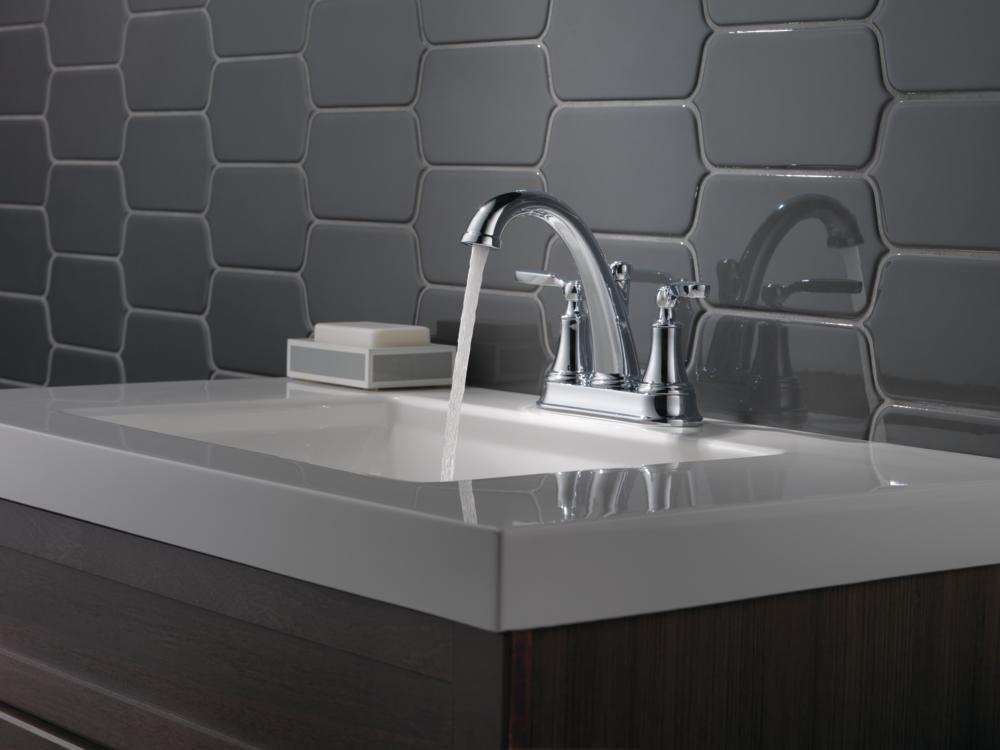 Delta Faucet Chrome Two Handle Centerset Bathroom Sink Faucet 