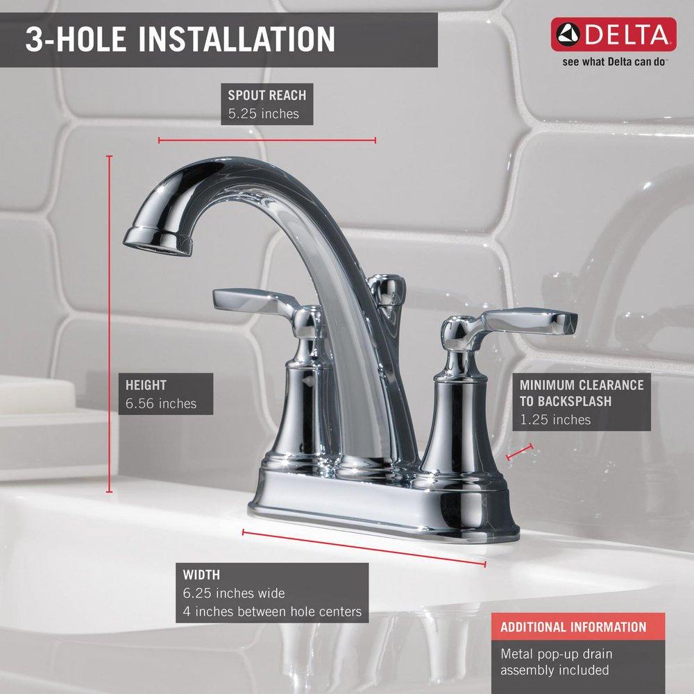Delta Faucet Chrome Two Handle Centerset Bathroom Sink Faucet 