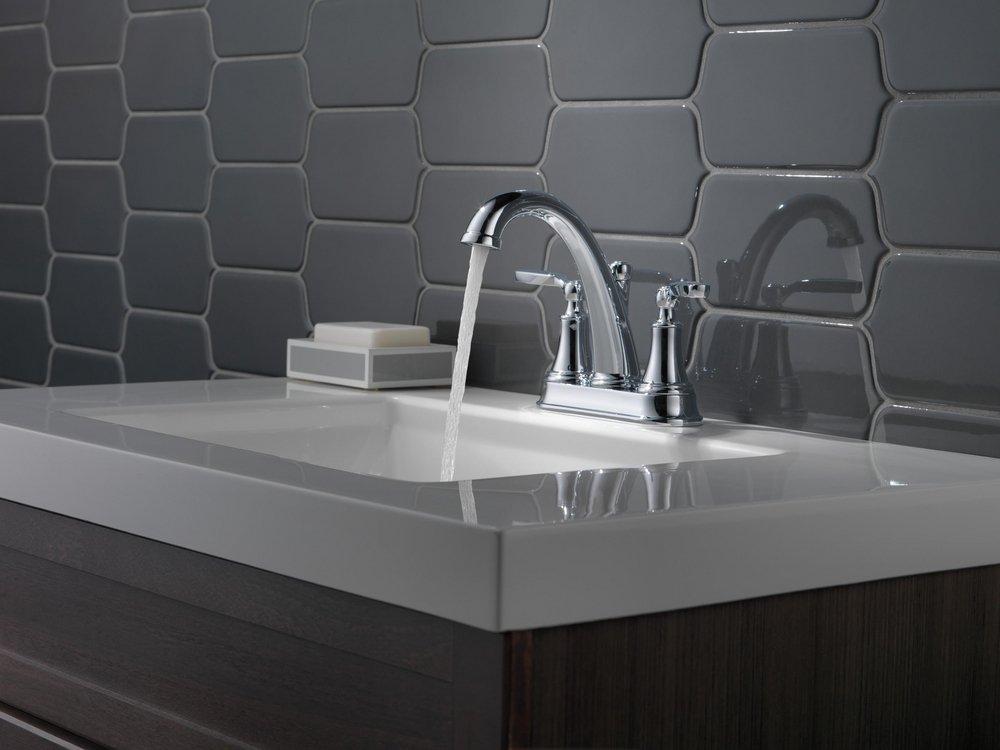 Delta Faucet Chrome Two Handle Centerset Bathroom Sink Faucet 