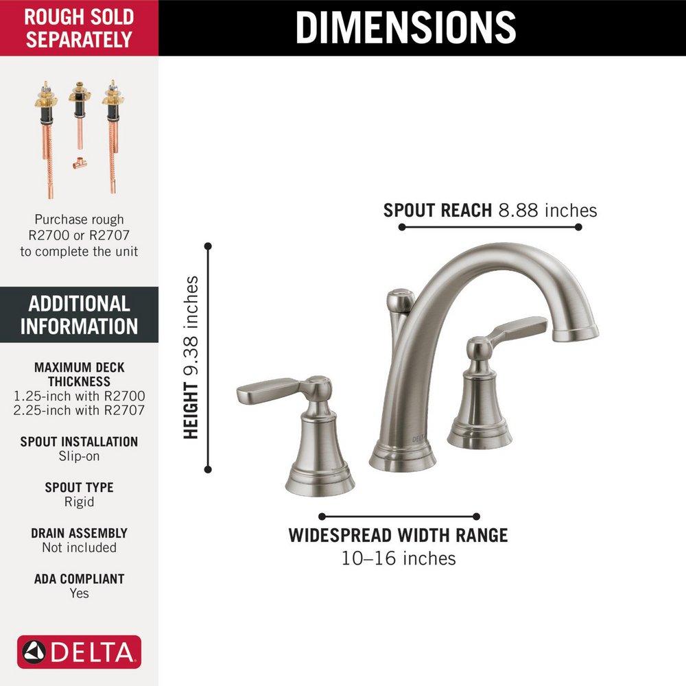 Delta Faucet Stainless Two Handle Roman Tub Faucet Trim Only 