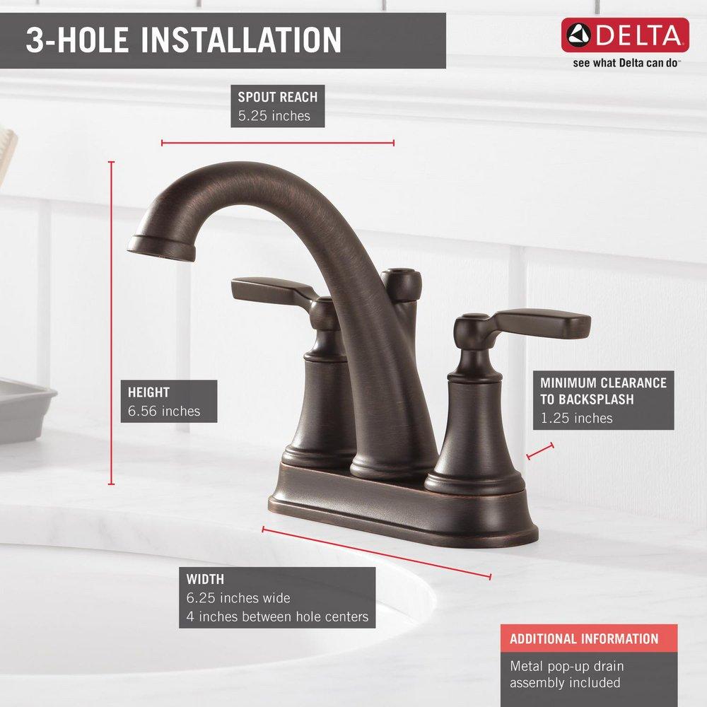 Delta Faucet Venetian Bronze Two Handle Centerset Bathroom Sink Faucet 