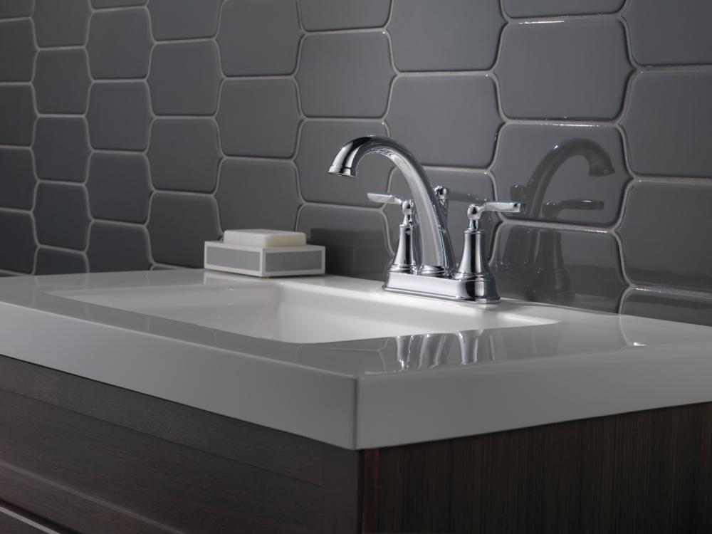 Delta Faucet Chrome Two Handle Centerset Bathroom Sink Faucet 