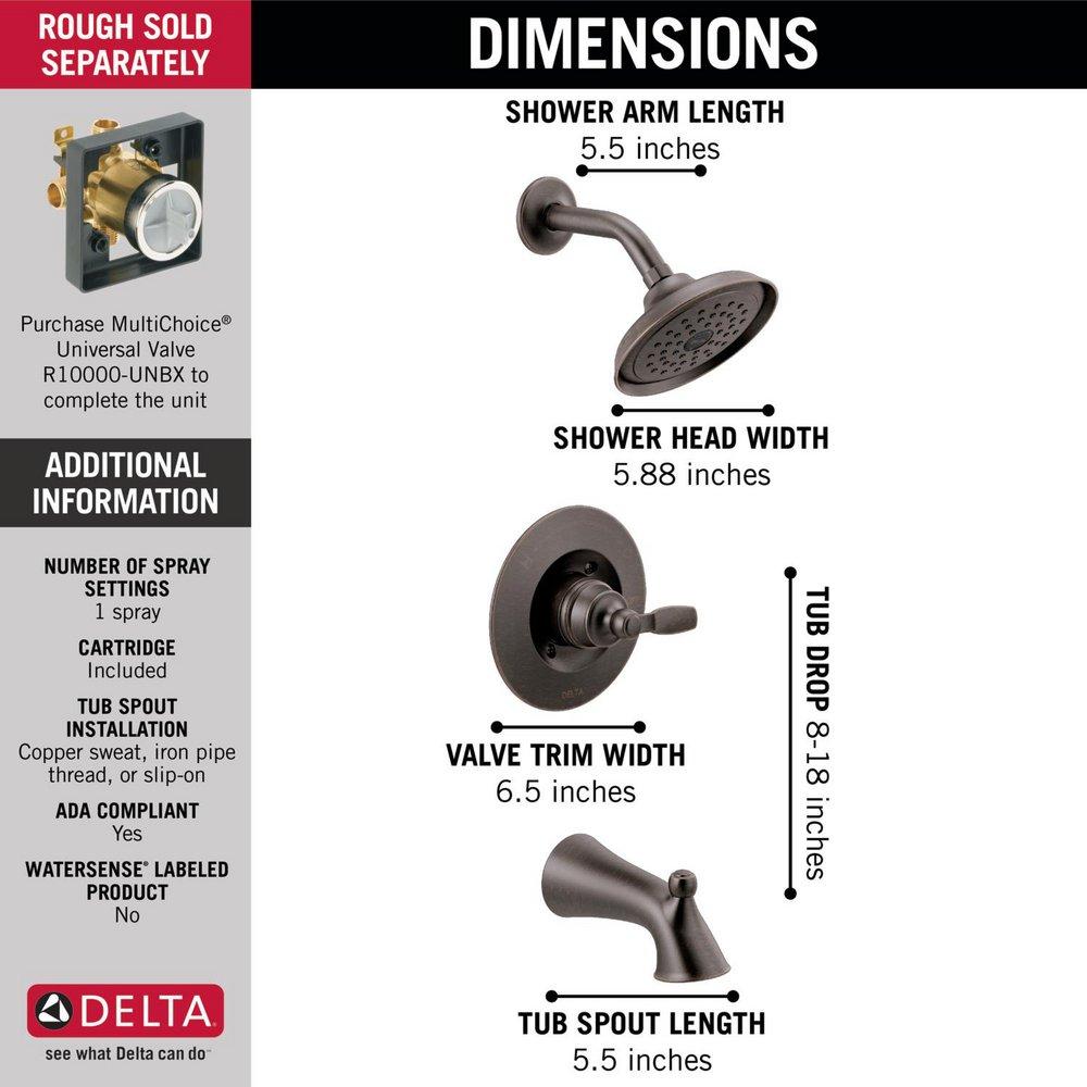 Delta Faucet Venetian Bronze One Handle Single Function Bathtub & Shower Faucet 