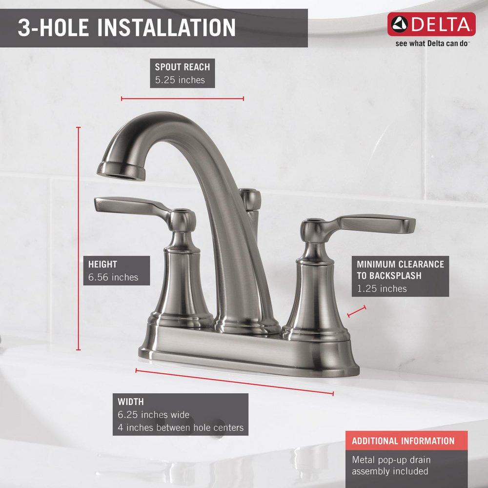 Delta Faucet Brilliance&reg; Stainless Two Handle Centerset Bathroom Sink Faucet 