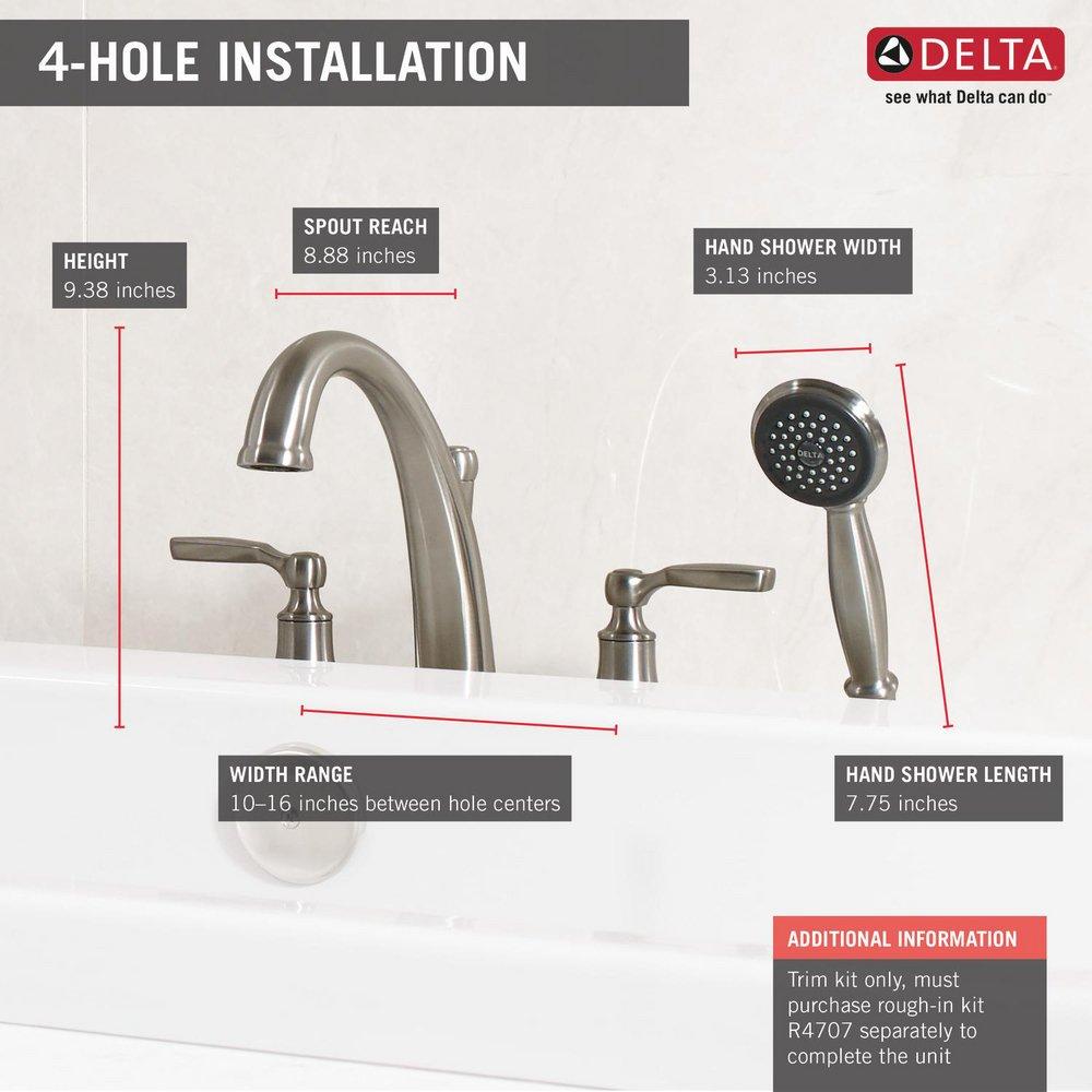 Delta Faucet Brilliance&reg; Stainless Two Handle Roman Tub Faucet Trim Only 