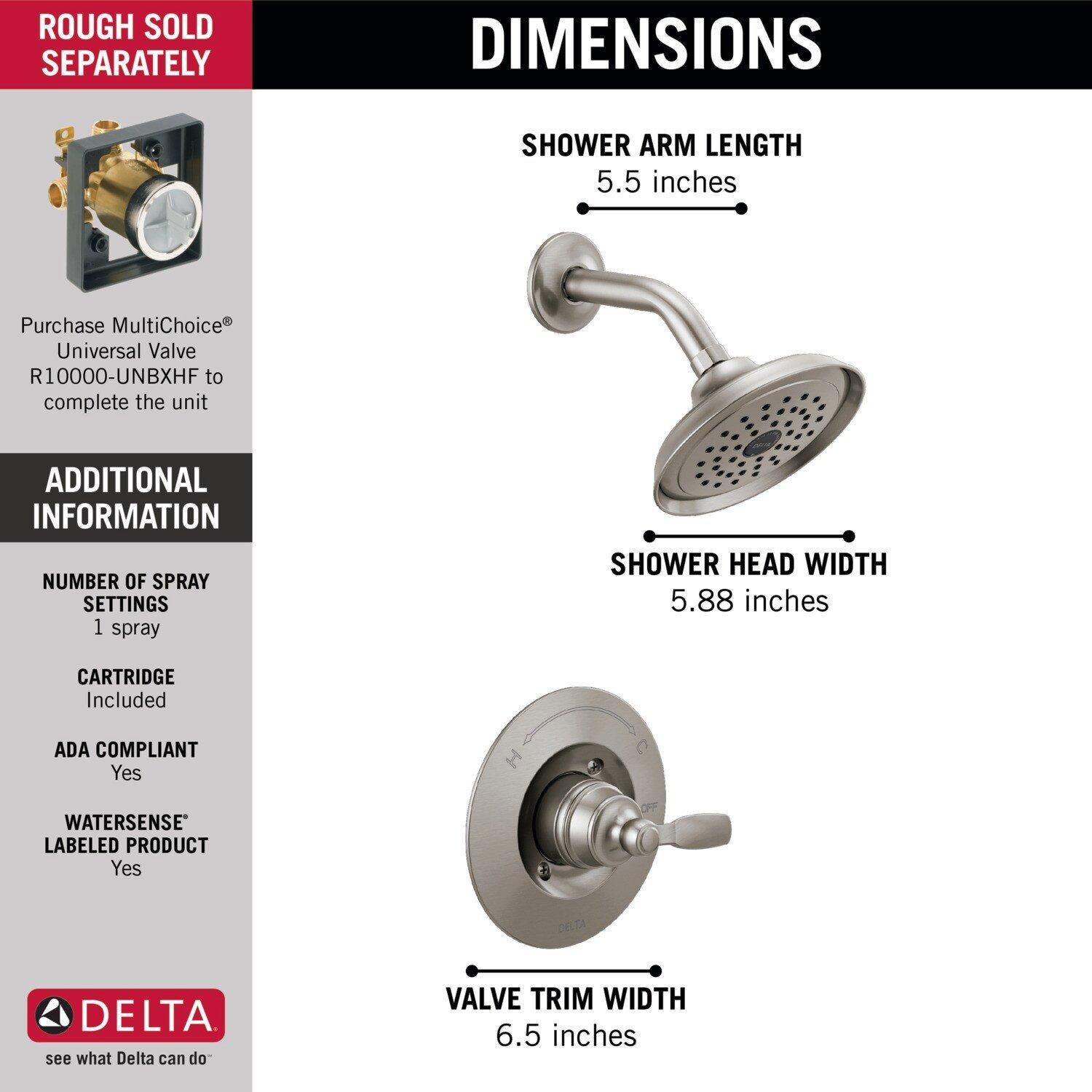 Delta Faucet Brilliance Stainless Single Handle Single Function Shower Faucet (Trim Only) 