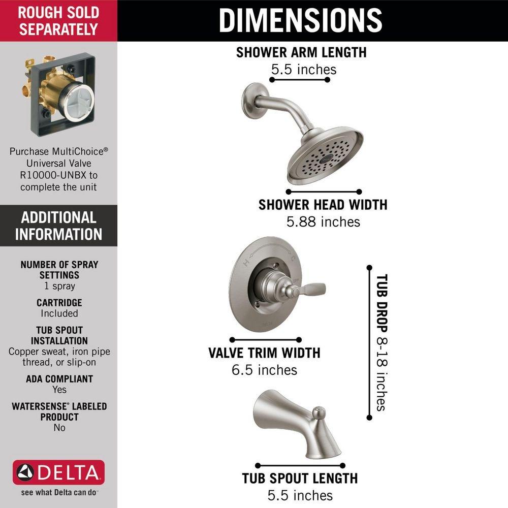 Delta Faucet Brilliance Stainless One Handle Single Function Bathtub & Shower Faucet 