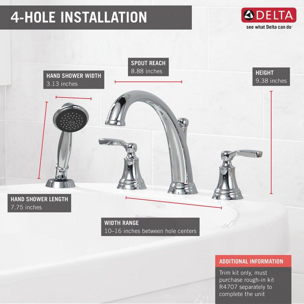 Delta Faucet Chrome Two Handle Roman Tub Faucet Trim Only 