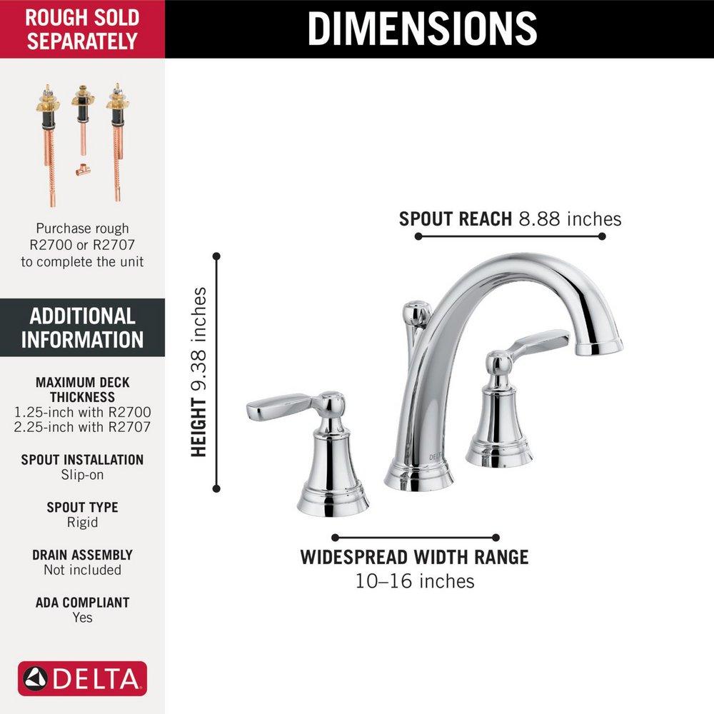 Delta Faucet Chrome Two Handle Roman Tub Faucet Trim Only 