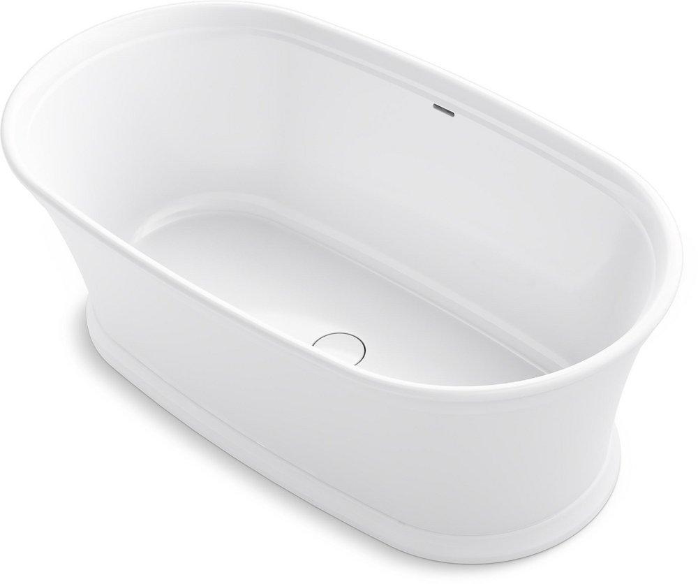 KOHLER White 59-11/16 x 17 in. Freestanding Bathtub with Center Drain 