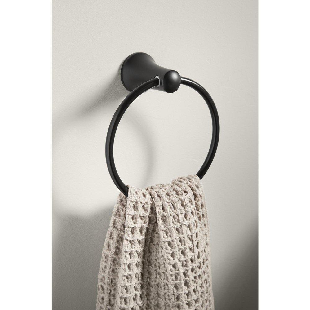 KOHLER Matte Black Round Closed Towel Ring 