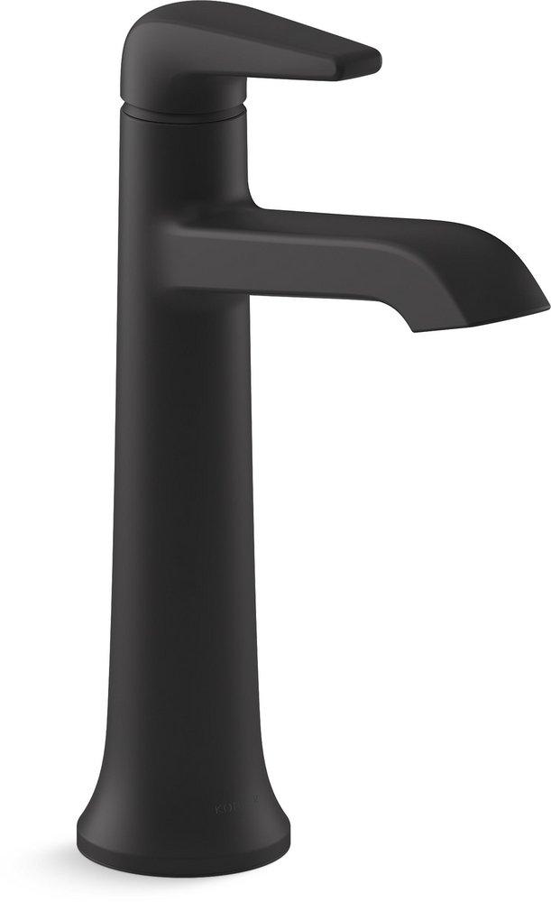 KOHLER Matte Black Single Handle Monoblock Bathroom Sink Faucet 