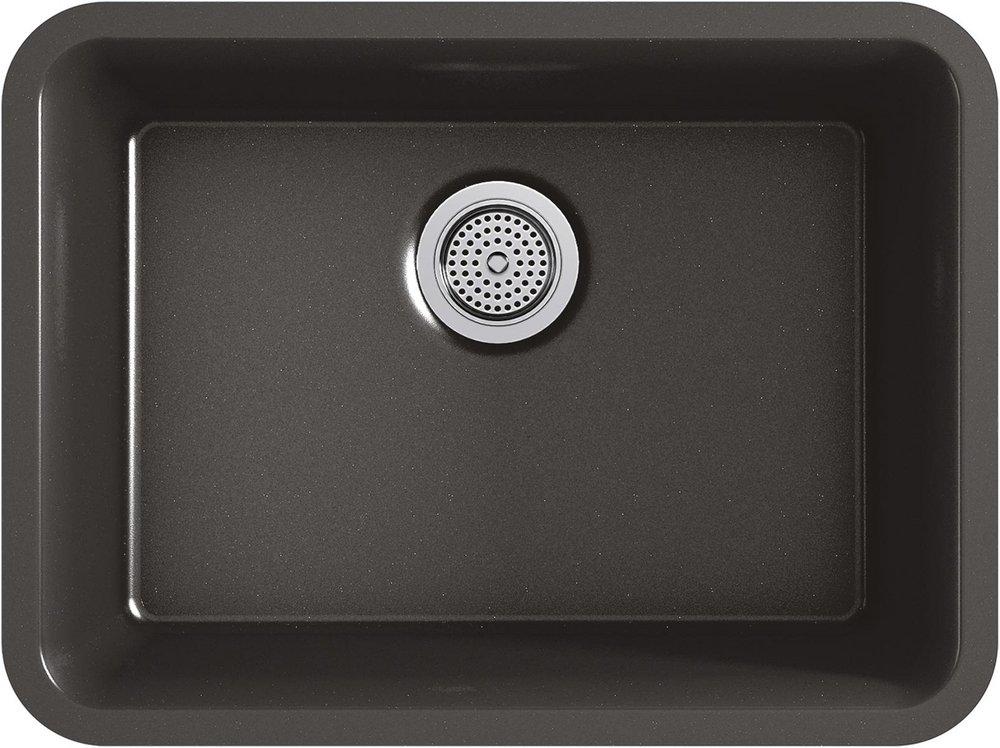 KOHLER Matte Graphite 24-1/2 x 18-5/16 in. No Hole Composite Single Bowl Undermount Kitchen Sink 