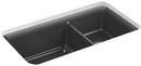KOHLER Matte Graphite 33-1/2 x 18-5/16 in. No-Hole Composite Double Bowl Undermount Kitchen Sink 