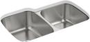 31-1/2 x 20-1/2 in. No-Hole Stainless Steel Double Bowl Undermount Kitchen Sink