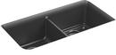 KOHLER Matte Graphite 33-1/2 x 18-5/16 in. No Hole Composite Double Bowl Undermount Kitchen Sink 