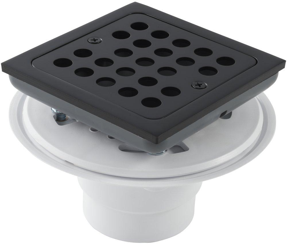 Signature Hardware Matte Black 4-1/2 in. Square Shower Drain 