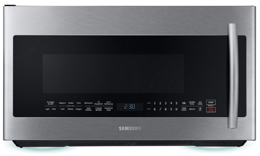 Samsung Stainless Steel 29-7/8 in. 14.5A 1700W 2.1 cf Over the Range Microwave 