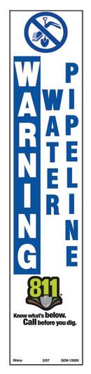 Repnet 3 in. Warning Water Pipeline Decal 