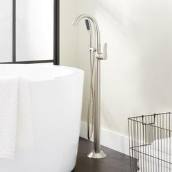 Single Handle Lever Floor Mount Filler in Brushed Nickel (Trim Only)