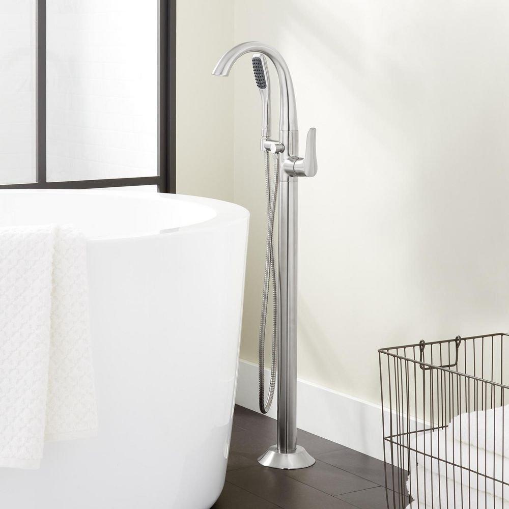 Signature Hardware Chrome Single Handle Lever Floor Mount Filler (Trim Only) 