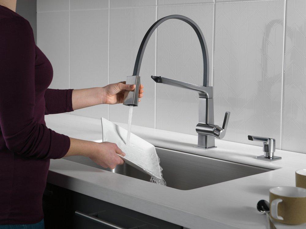 Delta Faucet Arctic Stainless 13 oz. Deck Mount Metal Soap & Lotion Dispenser 