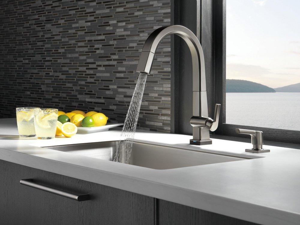 Delta Faucet Black Stainless 13 oz. Deck Mount Metal Soap & Lotion Dispenser 