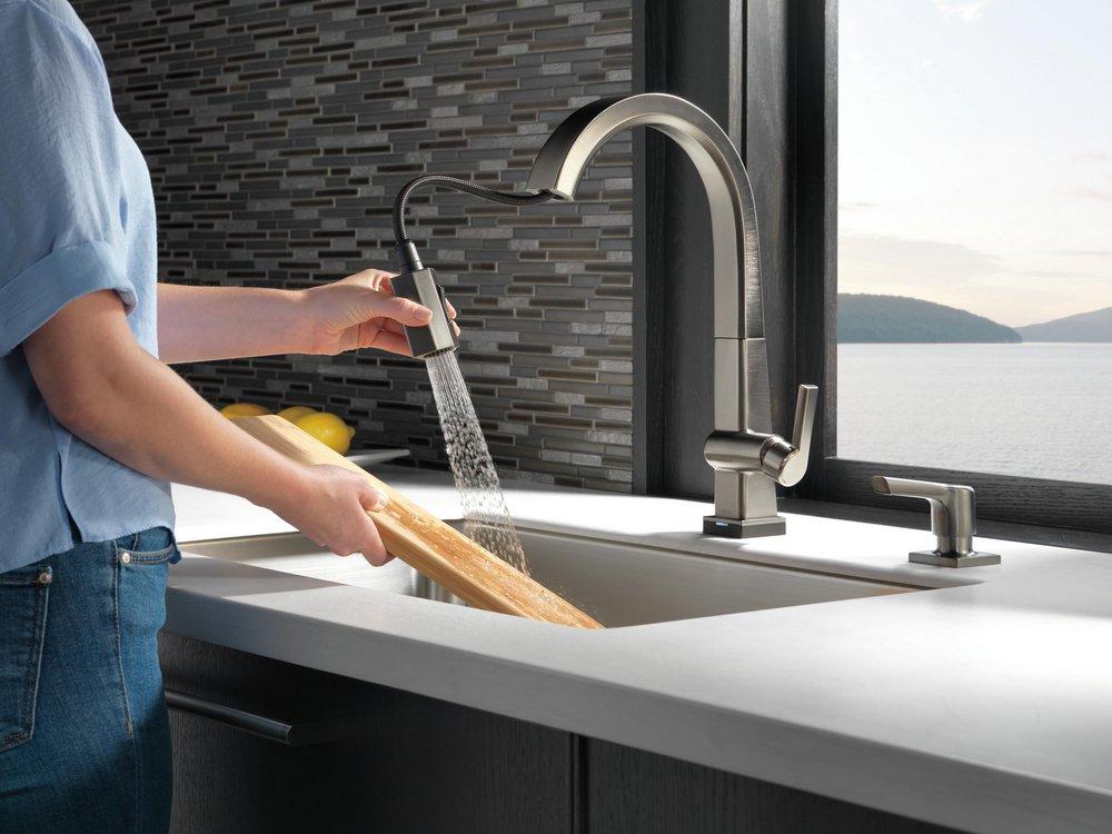 Delta Faucet Black Stainless 13 oz. Deck Mount Metal Soap & Lotion Dispenser 