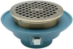 2 in. No Hub Bronze Floor Drain with 5-3/16 in. Round Strainer