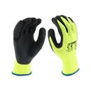 Size XL Cotton Plastic Dipped and Coated Glove in Hi-Viz Lime and Black