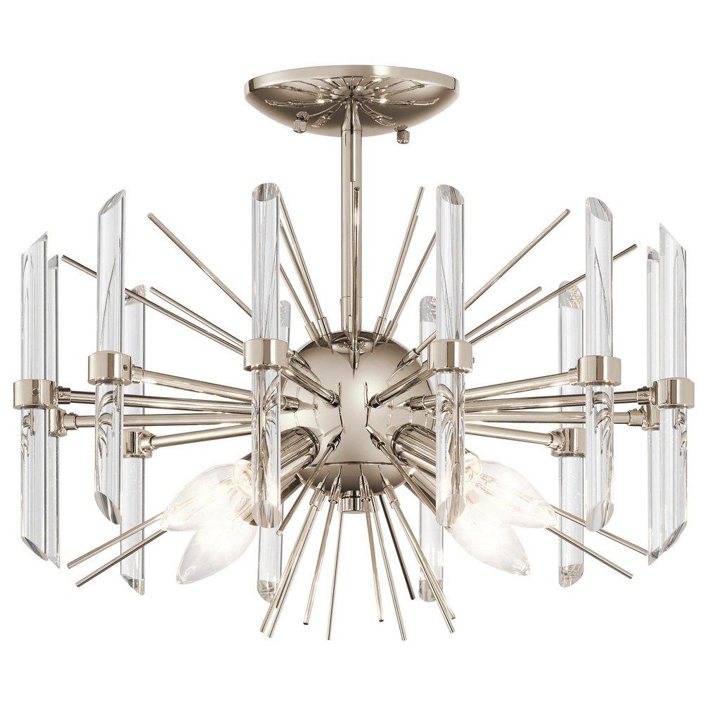 Kichler Lighting Polished Nickel 60W 4-Light Candelabra E-12 Incandescent Semi-Flush Mount Ceiling Fixture 