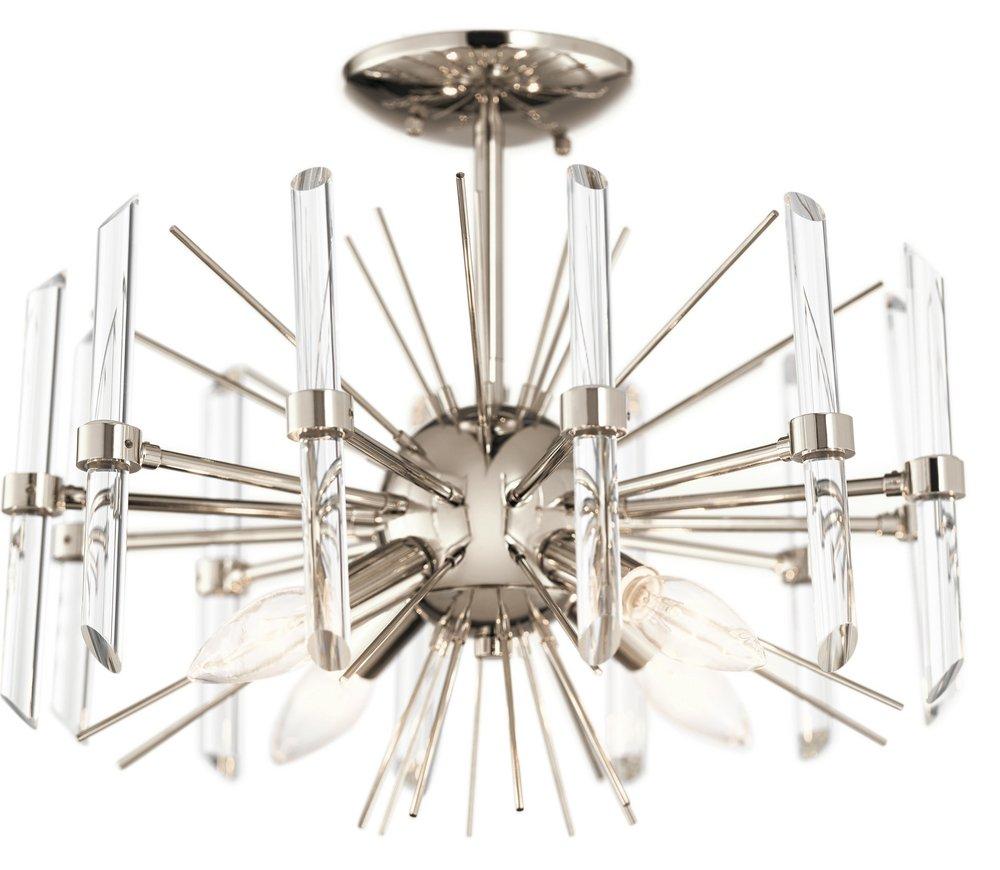 Kichler Lighting Polished Nickel 60W 4-Light Candelabra E-12 Incandescent Semi-Flush Mount Ceiling Fixture 