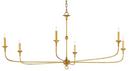 25-3/4 x 61 in. 60W 1-Tier 6-Light Incandescent Traditional and Transitional Chandelier in Contemporary Gold Leaf