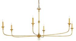 25-3/4 x 61 in. 60W 1-Tier 6-Light Incandescent Traditional and Transitional Chandelier in Contemporary Gold Leaf