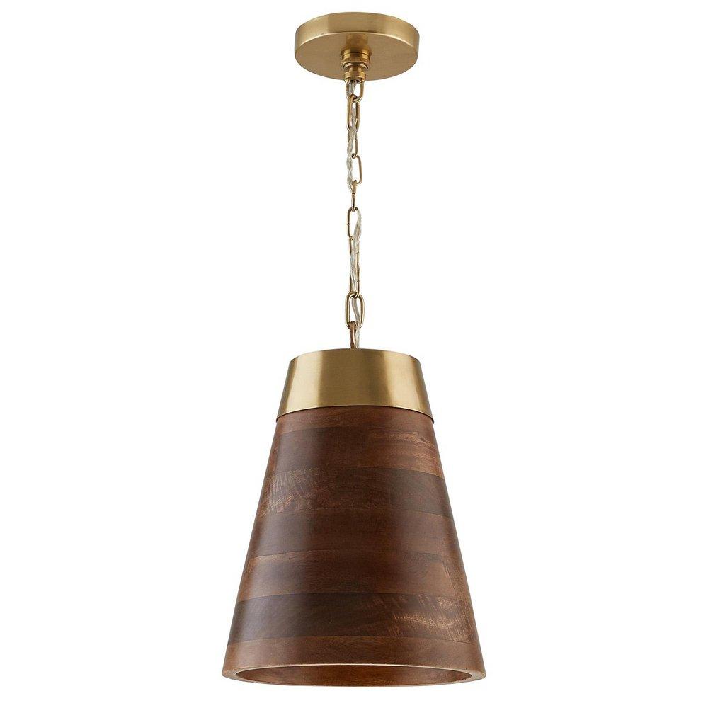 Capital Lighting Wood/Brass 10 in. 60W 1-Light Medium E-26 Incandescent Pendant 