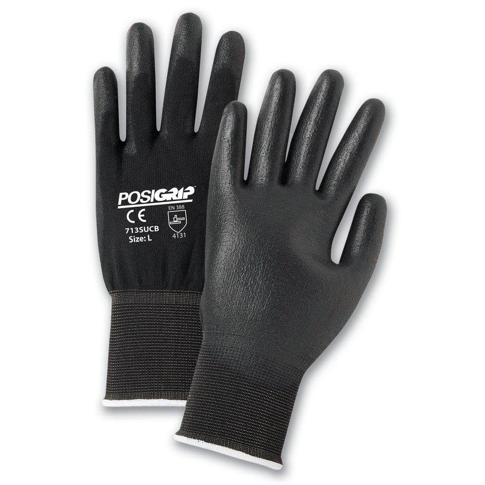 ERB Safety Black Polyurethane Glove in Black 